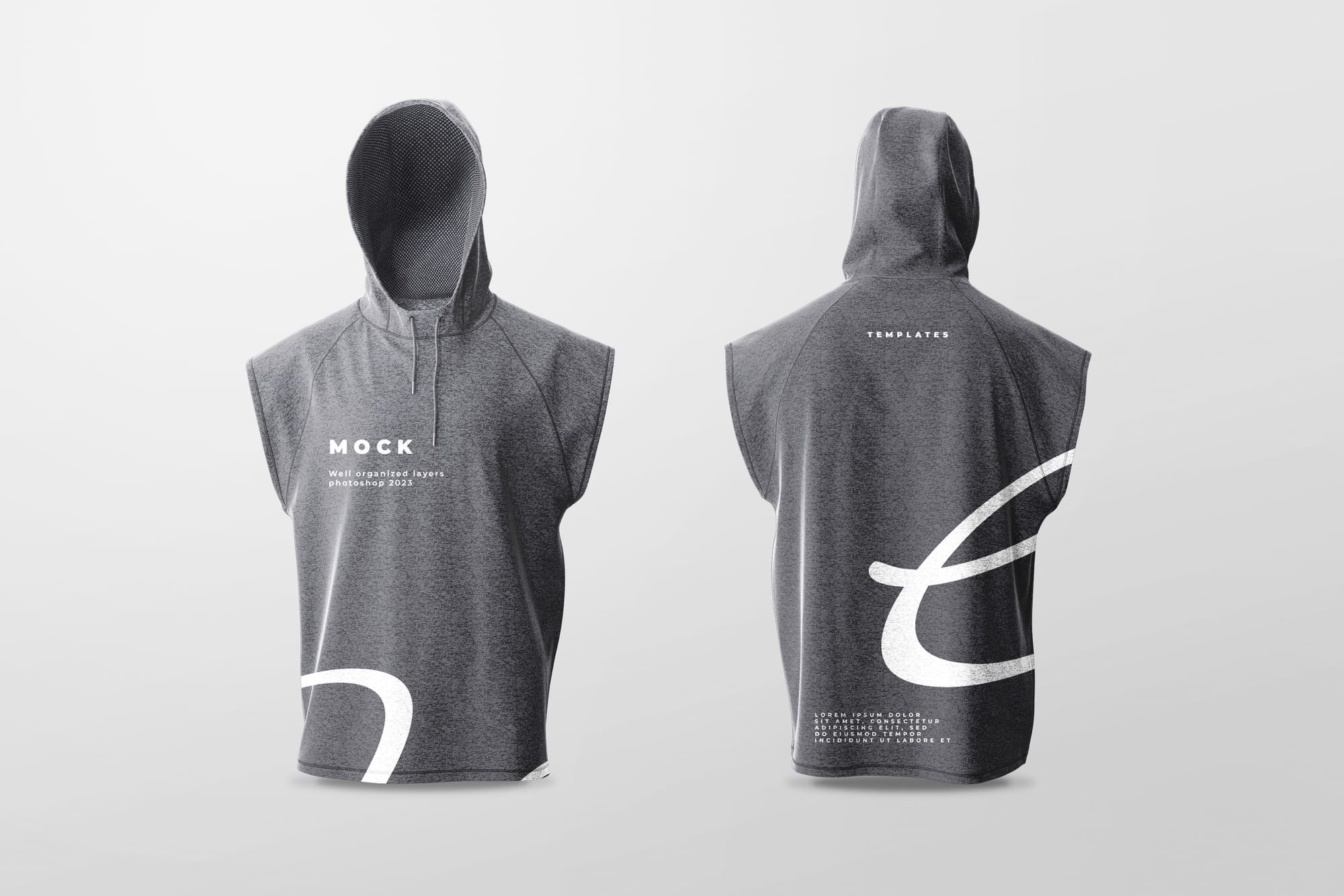 Front and Back Male Vest Hood Mockup