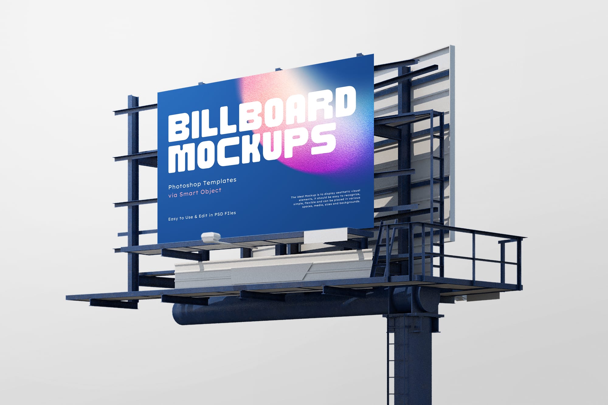Left View of Square Box Billboard Mockup