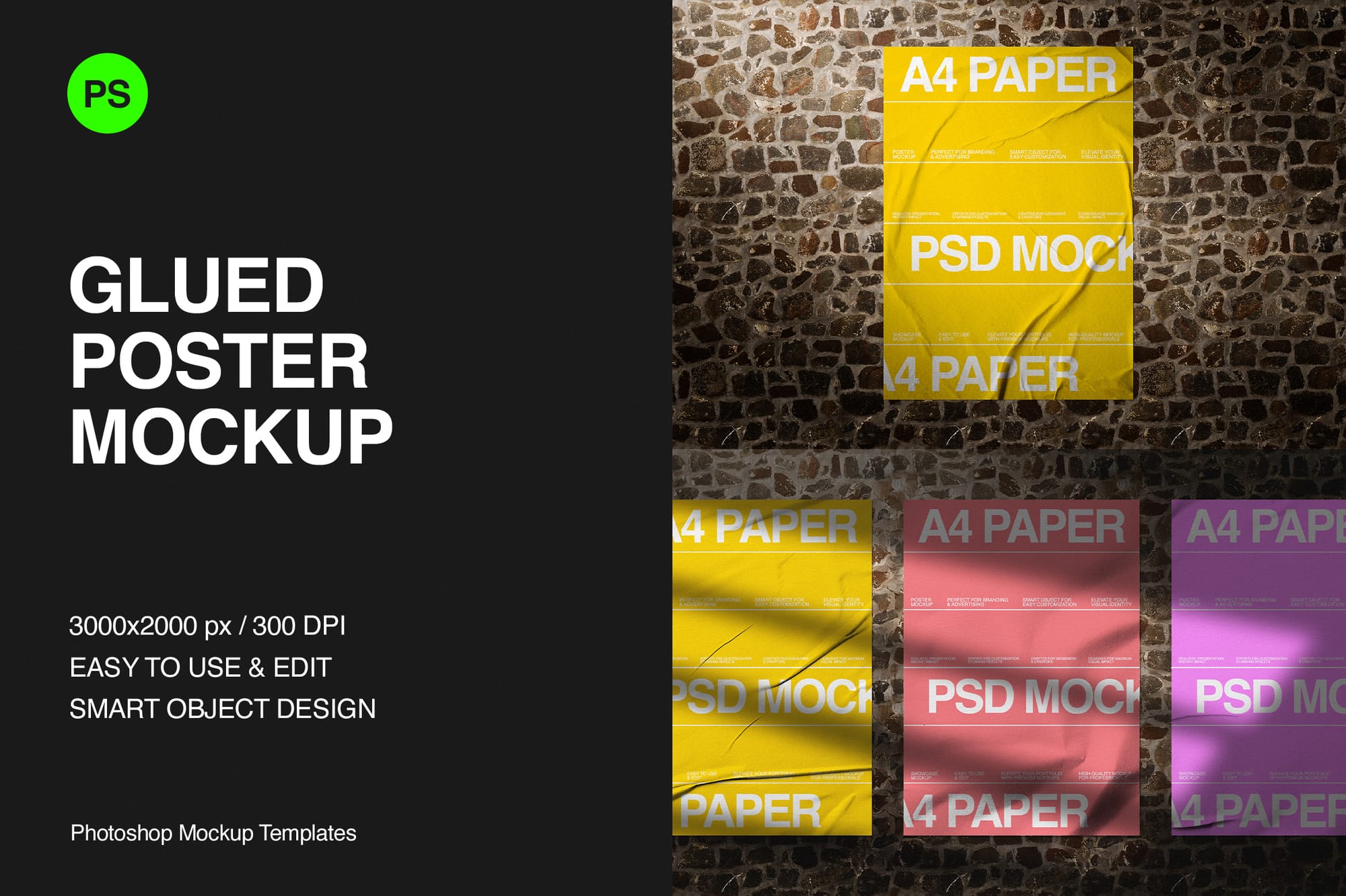 Glued Poster Mockup