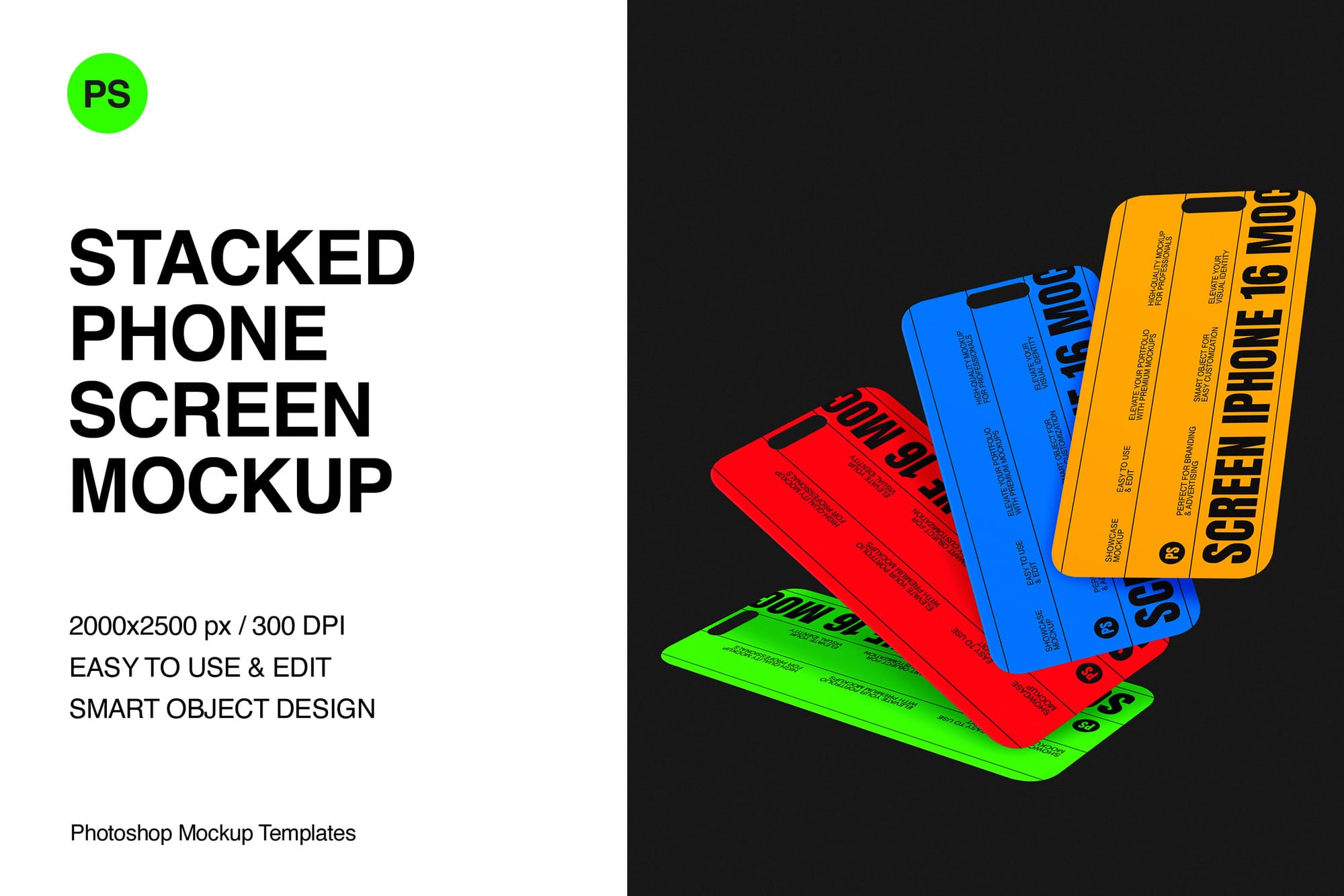 Stacked Phone Screen Mockup