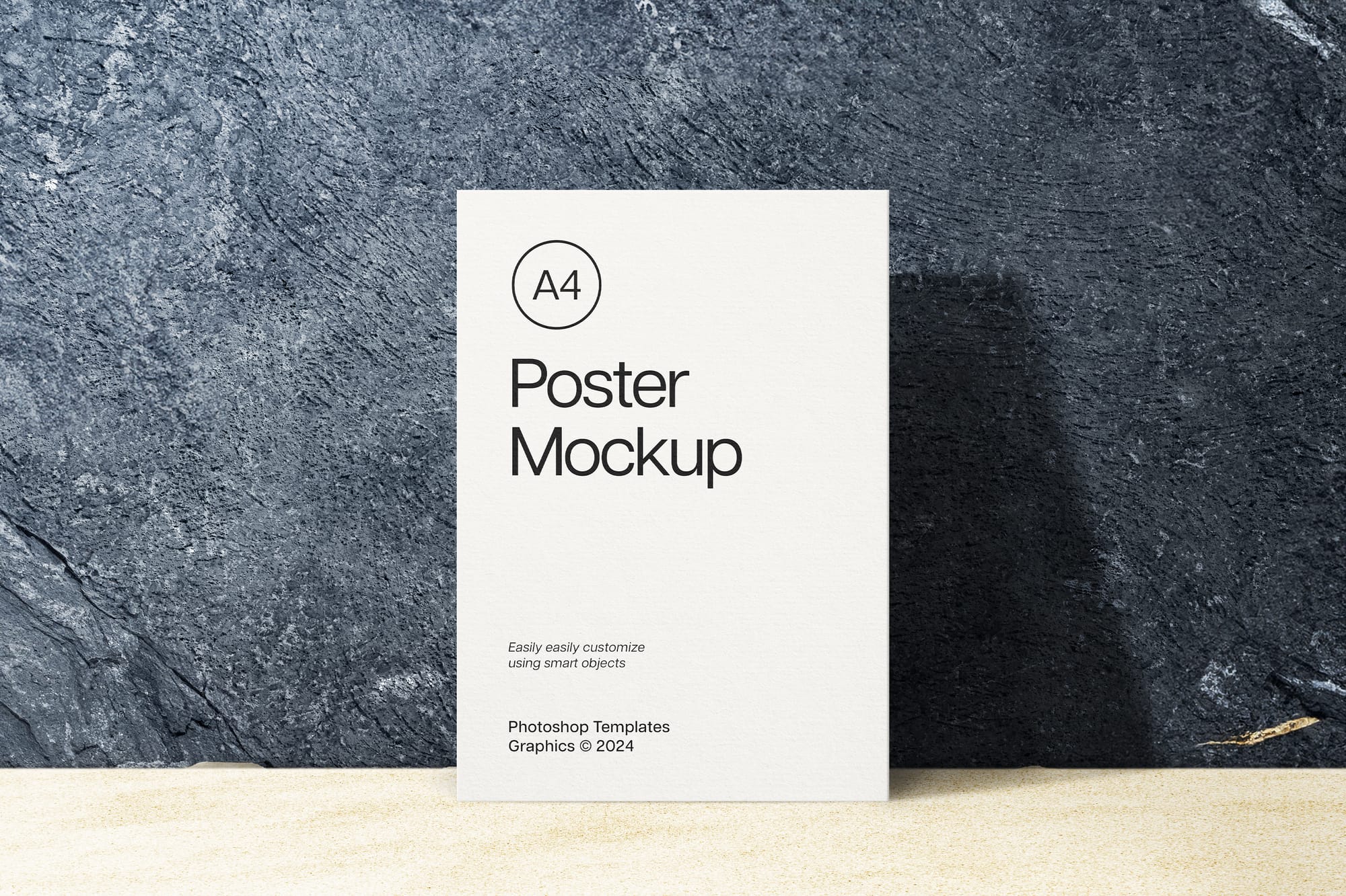 Realistic Shadow Standing A4 Poster Mockup