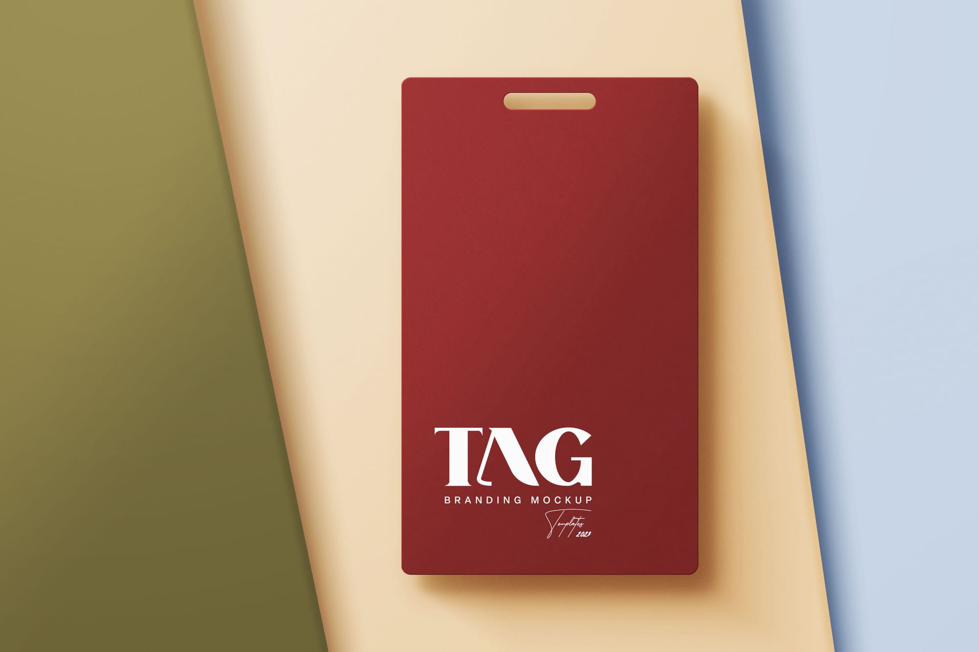 Branding Red Tag Mockup on Bold Color Scene