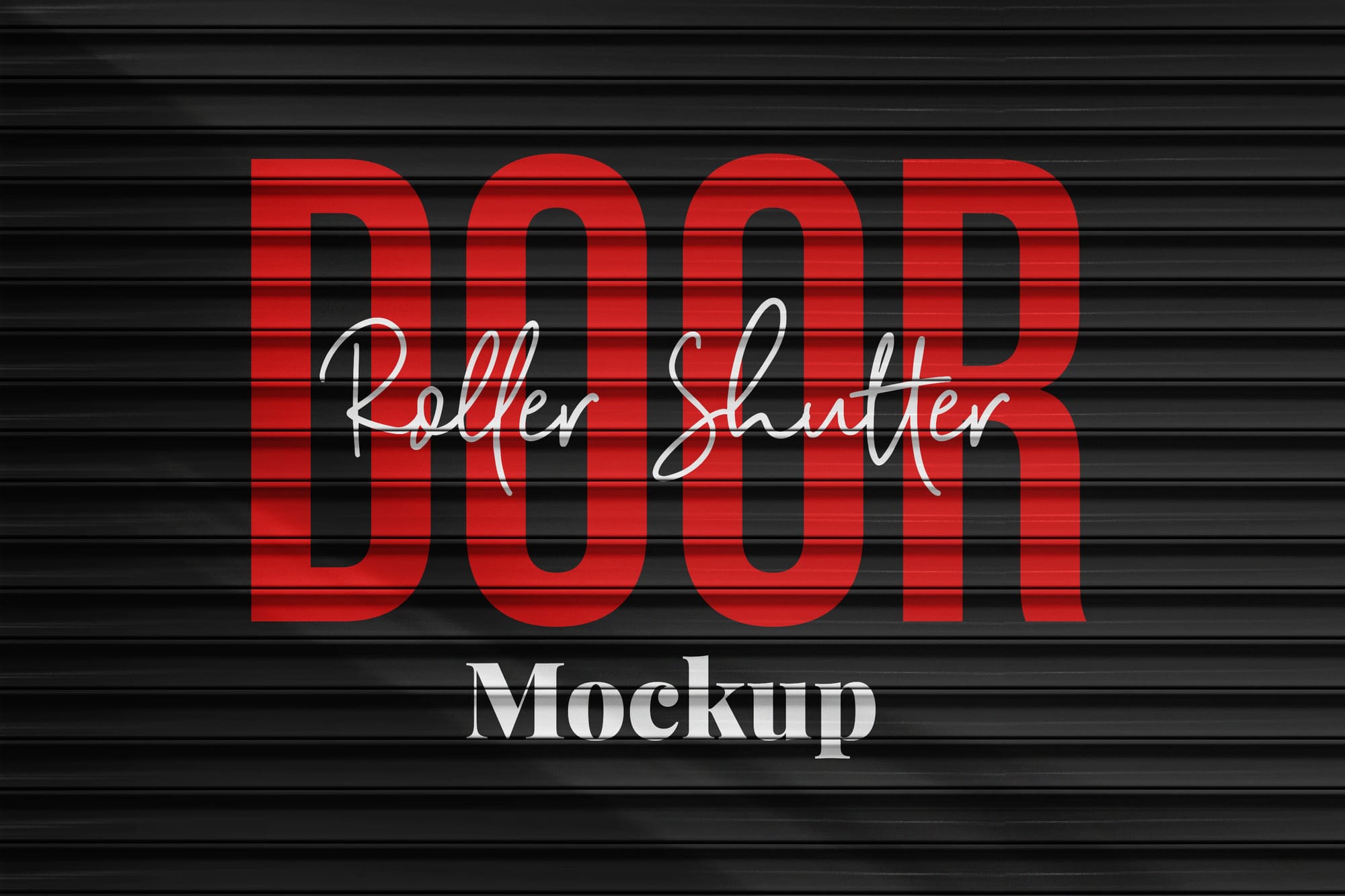 Realistic Black Roller Shutter Door Mockup