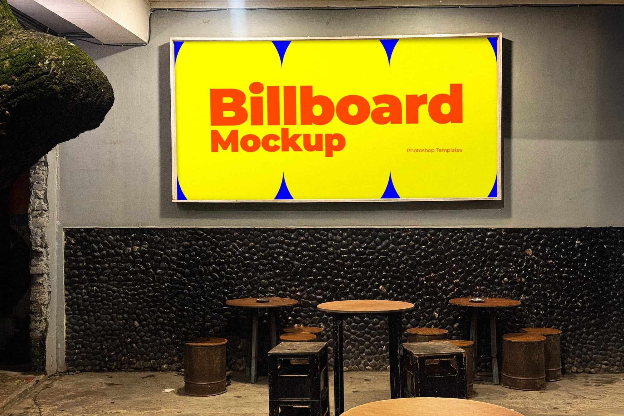 Retro Cafe Billboard Mockup