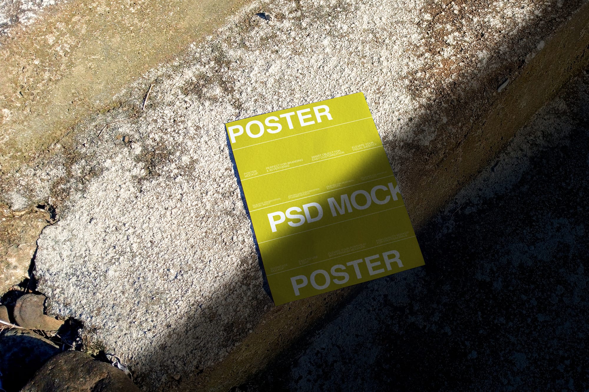 Realistic Concrete Poster Mockup Scene