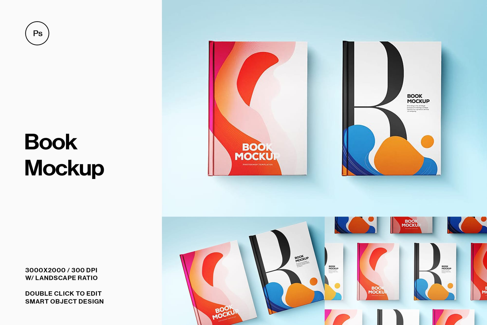 Brand Book Mockup on Blue Background