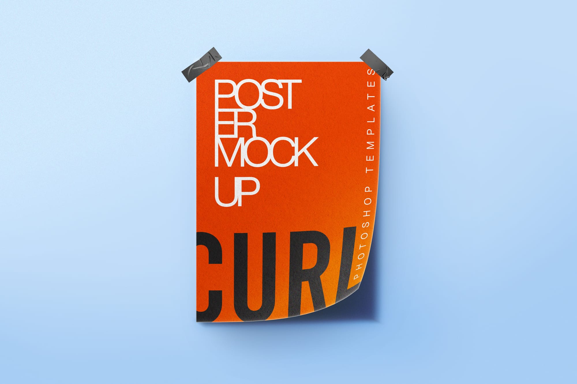 Light Blue Curl Paper with Tape Mockup