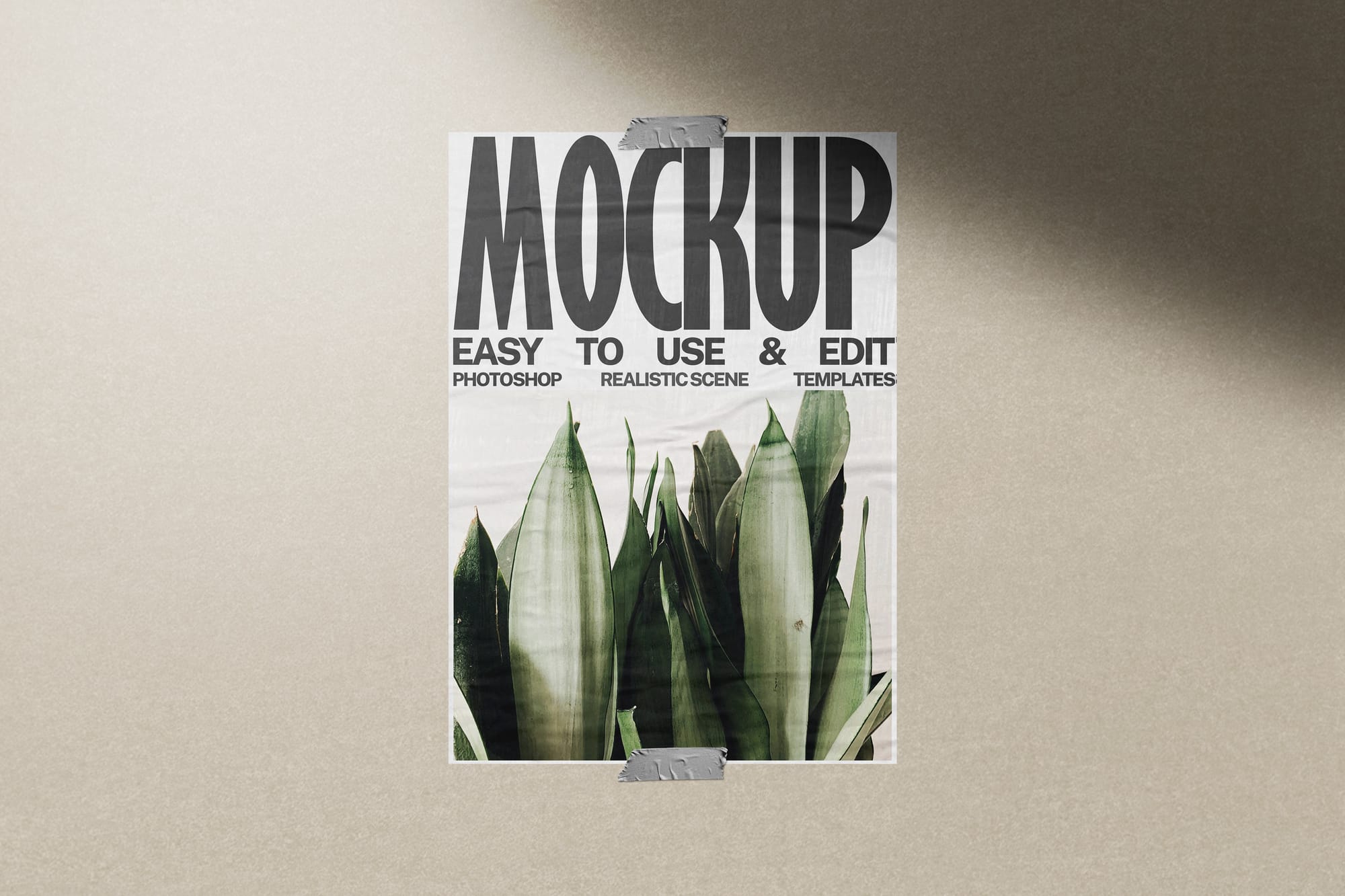 Minimal Glued Poster Mockup with Tapes