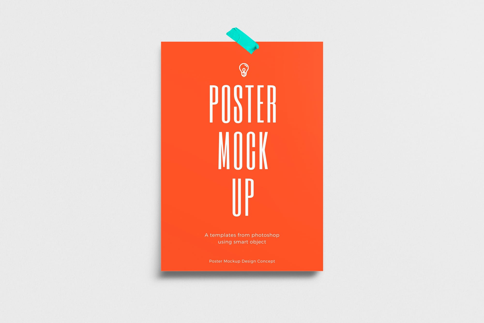 Orange Poster Mockup With Tape
