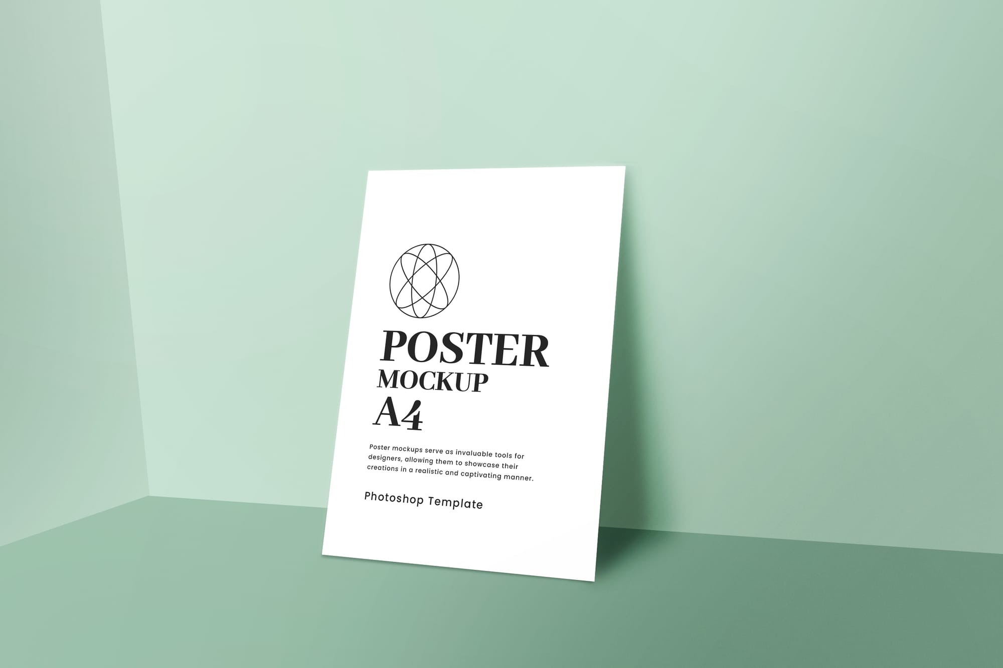 Realistic Poster Mockup On Mint Background