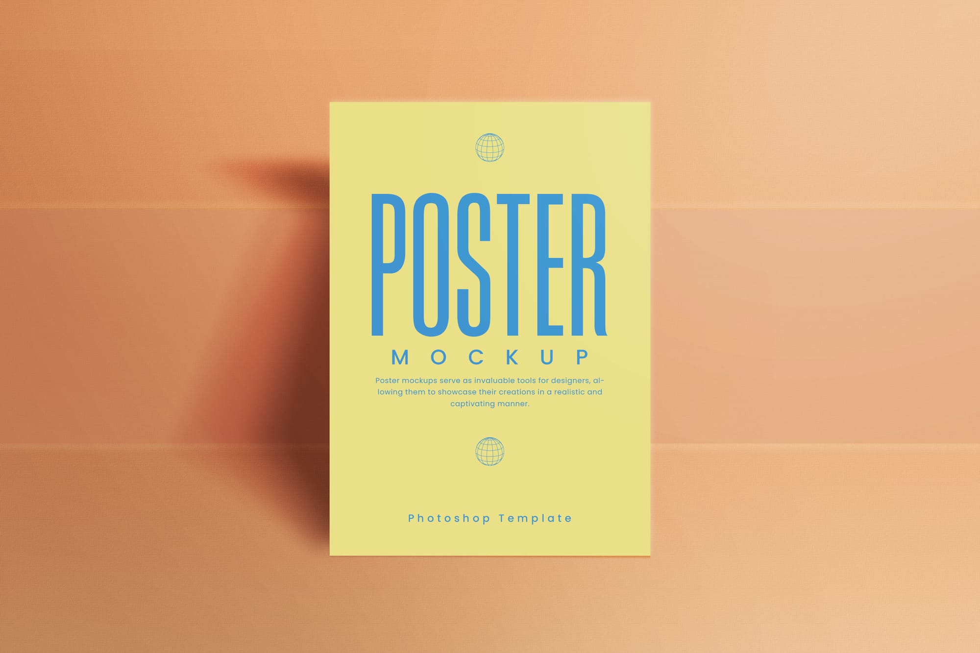 Realistic Poster Mockup On Wall Brown