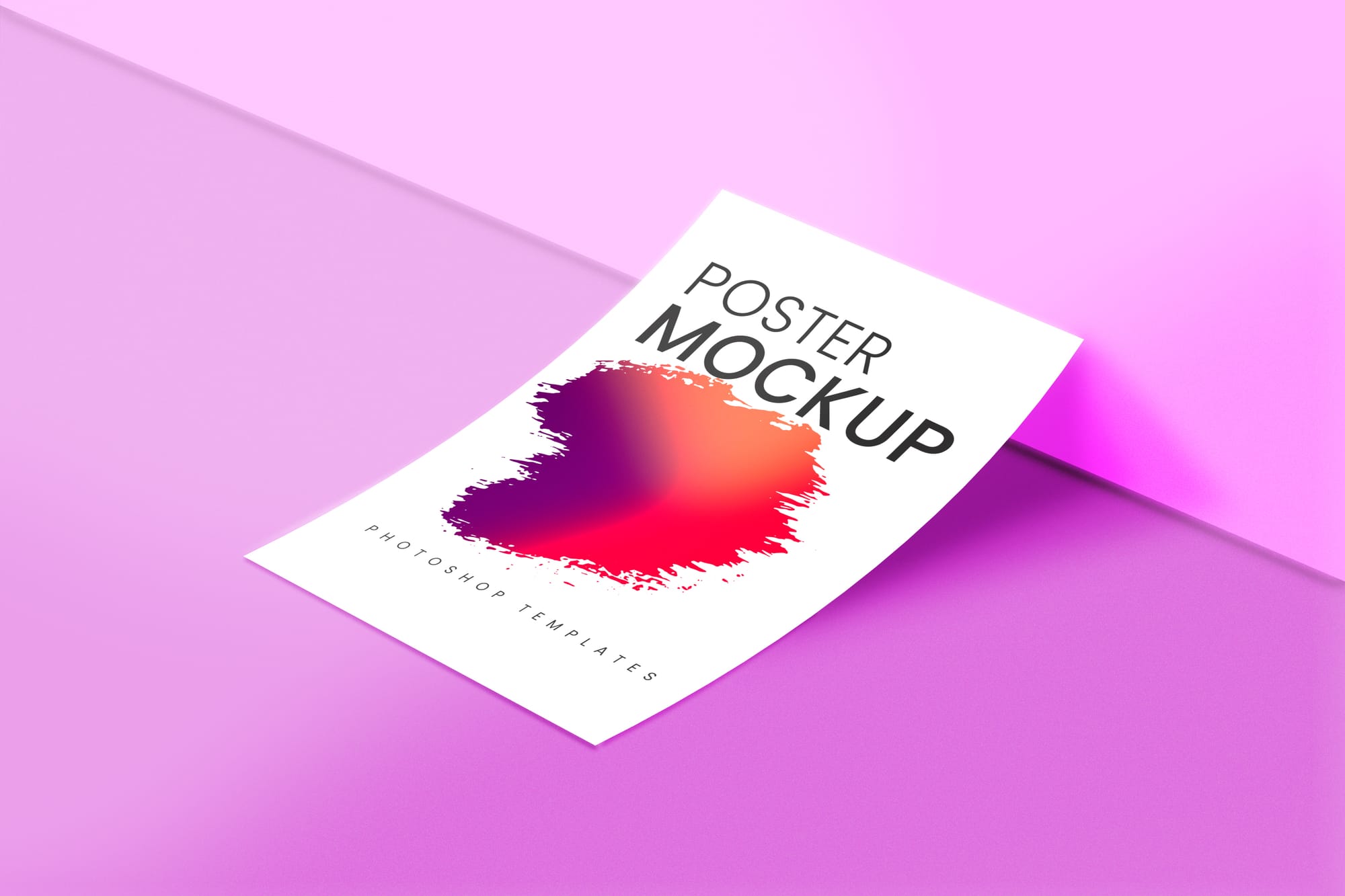 Realistic Poster Mockup With The Wall Purple Background