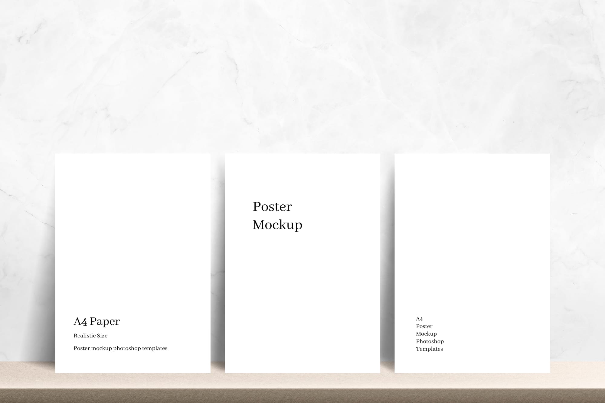 Three Minimal Poster Mockup Stand on Podium