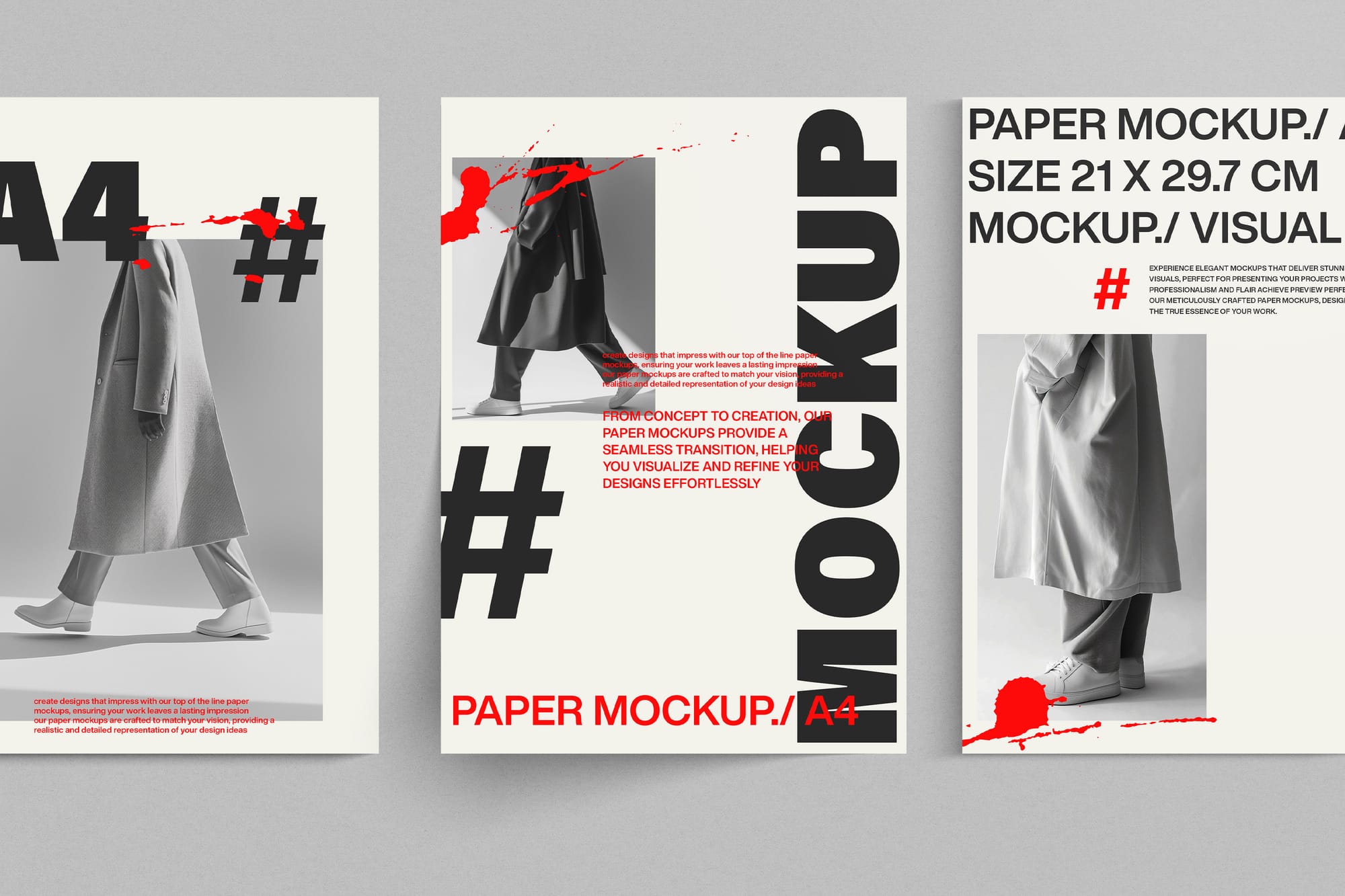 Triple Scene Paper Mockup