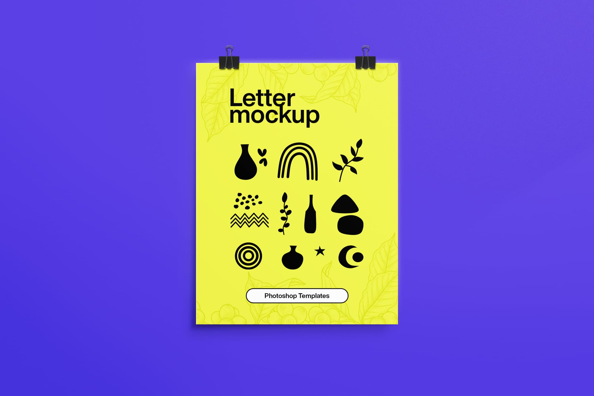 Yellow Letter Mockup on Bold Purple Background