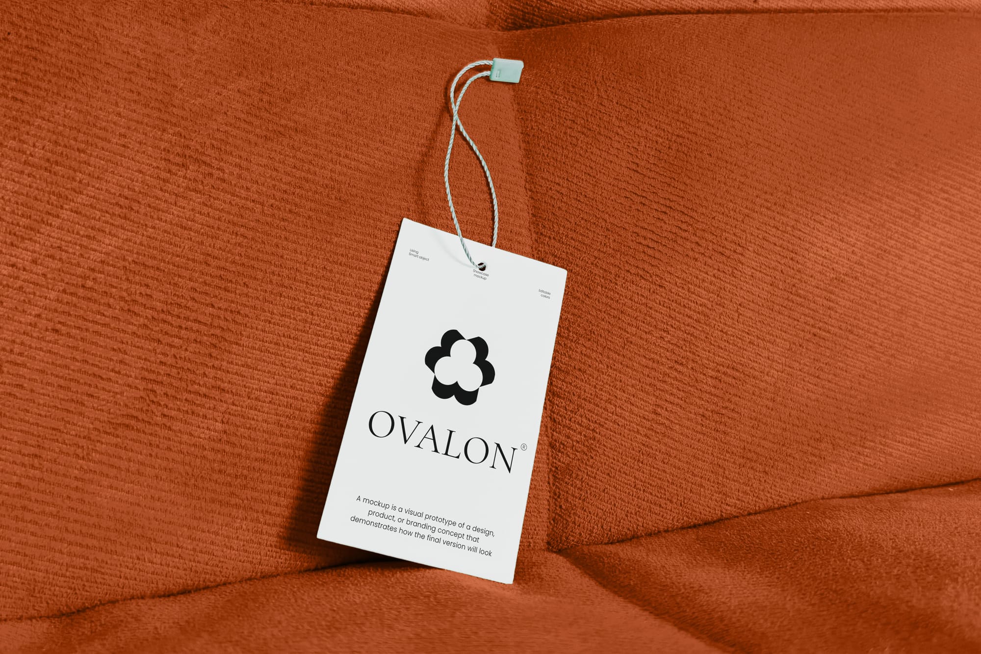Realistic Tag Mockup On Sofa