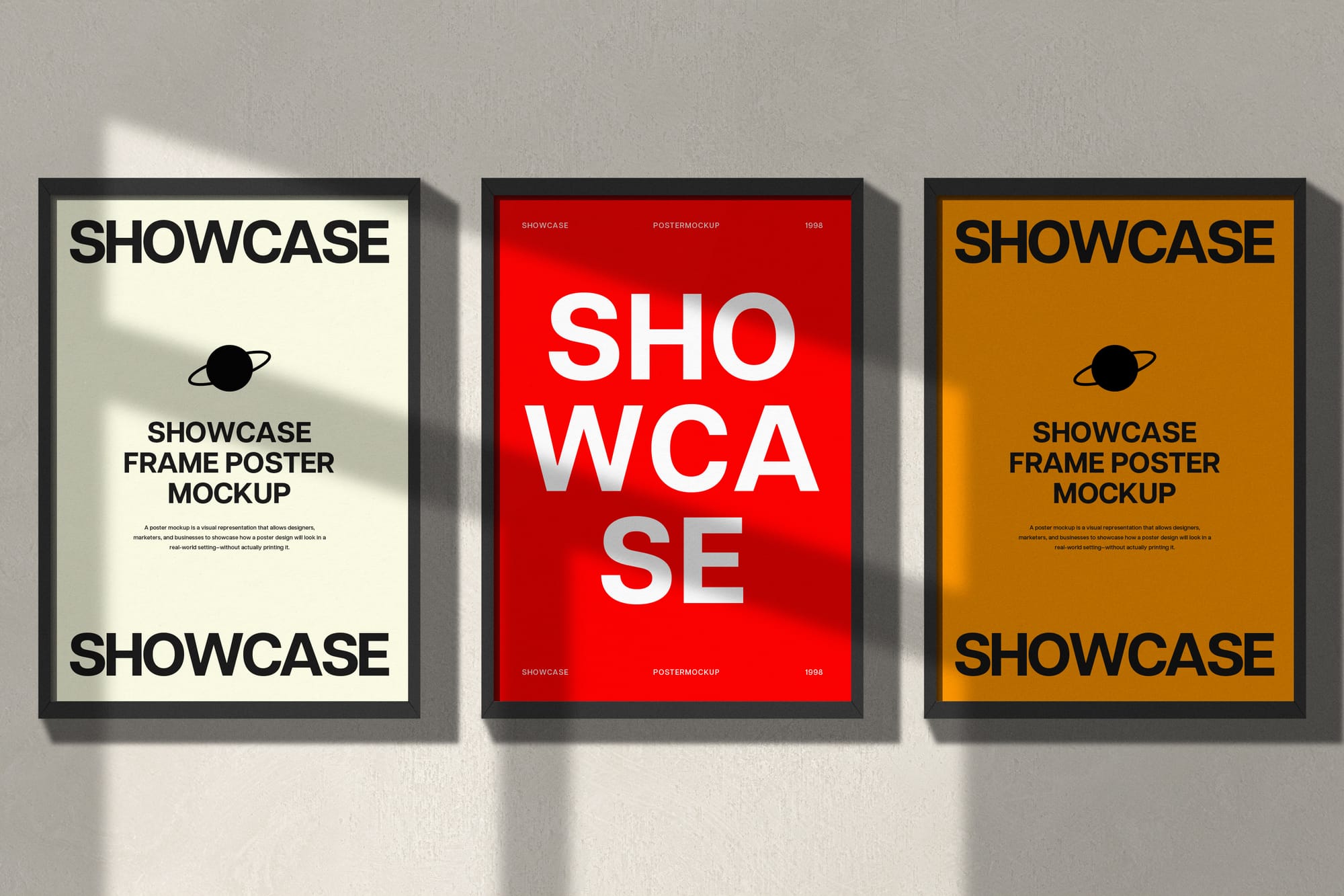 Three Frame Poster Mockup with Shadow