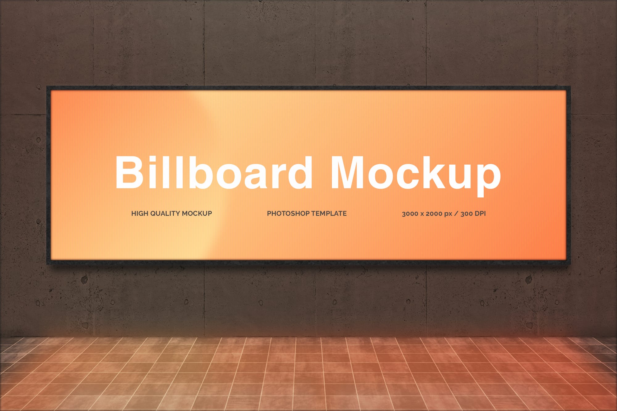 Realistic Wall Billboard Mockup