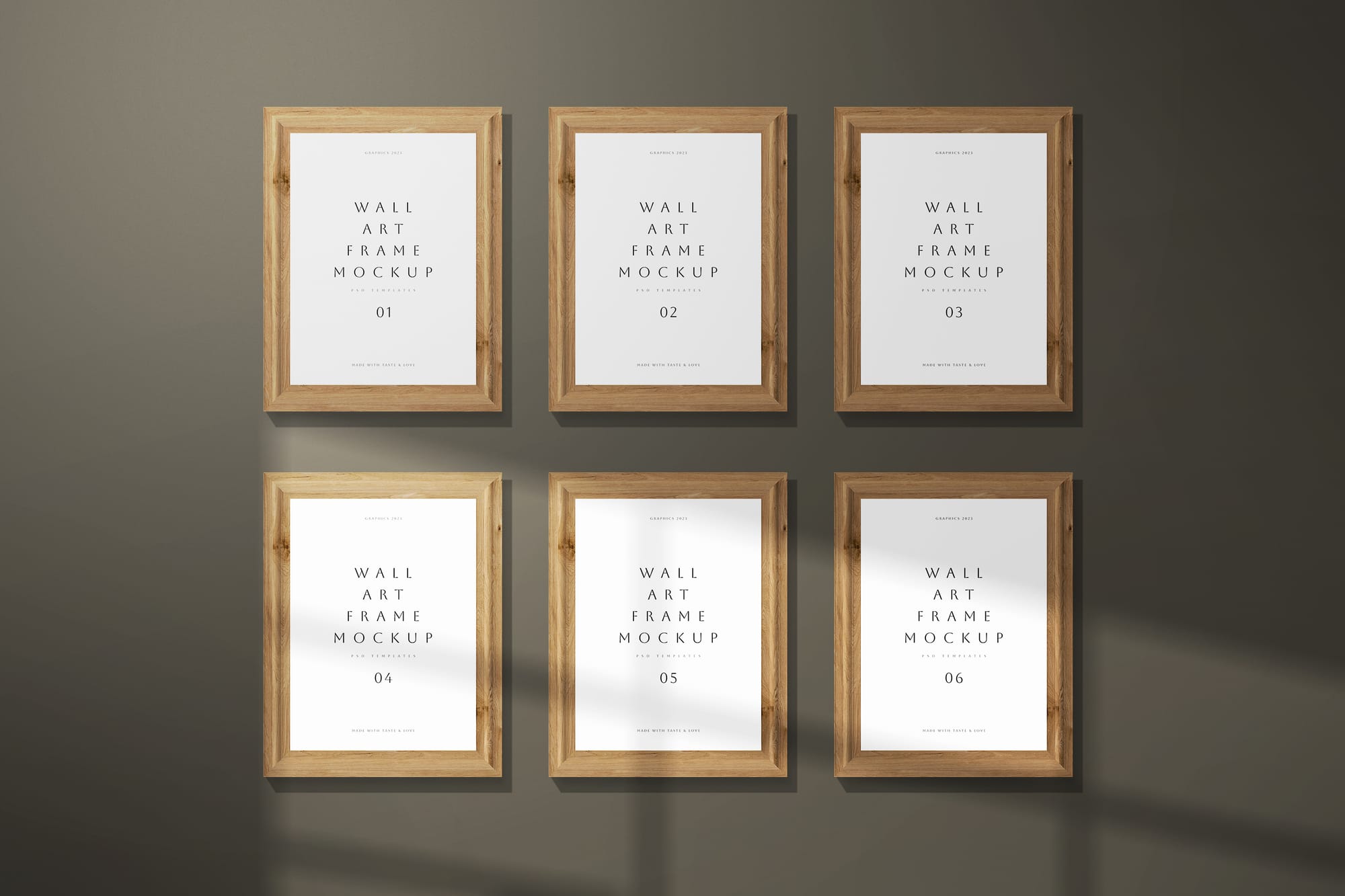 Frame Mockup Grid Layout on Shadowed Backgound