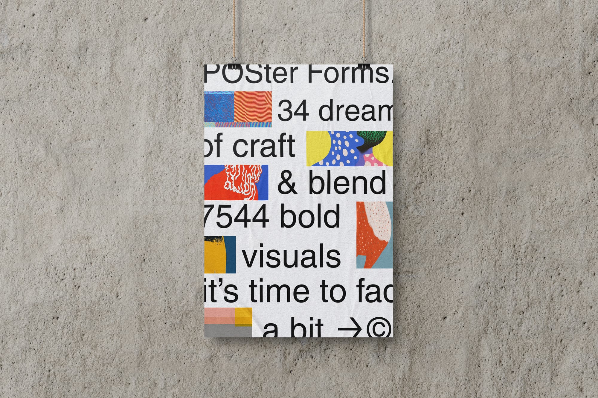 Hanging Poster Mockup on Wall