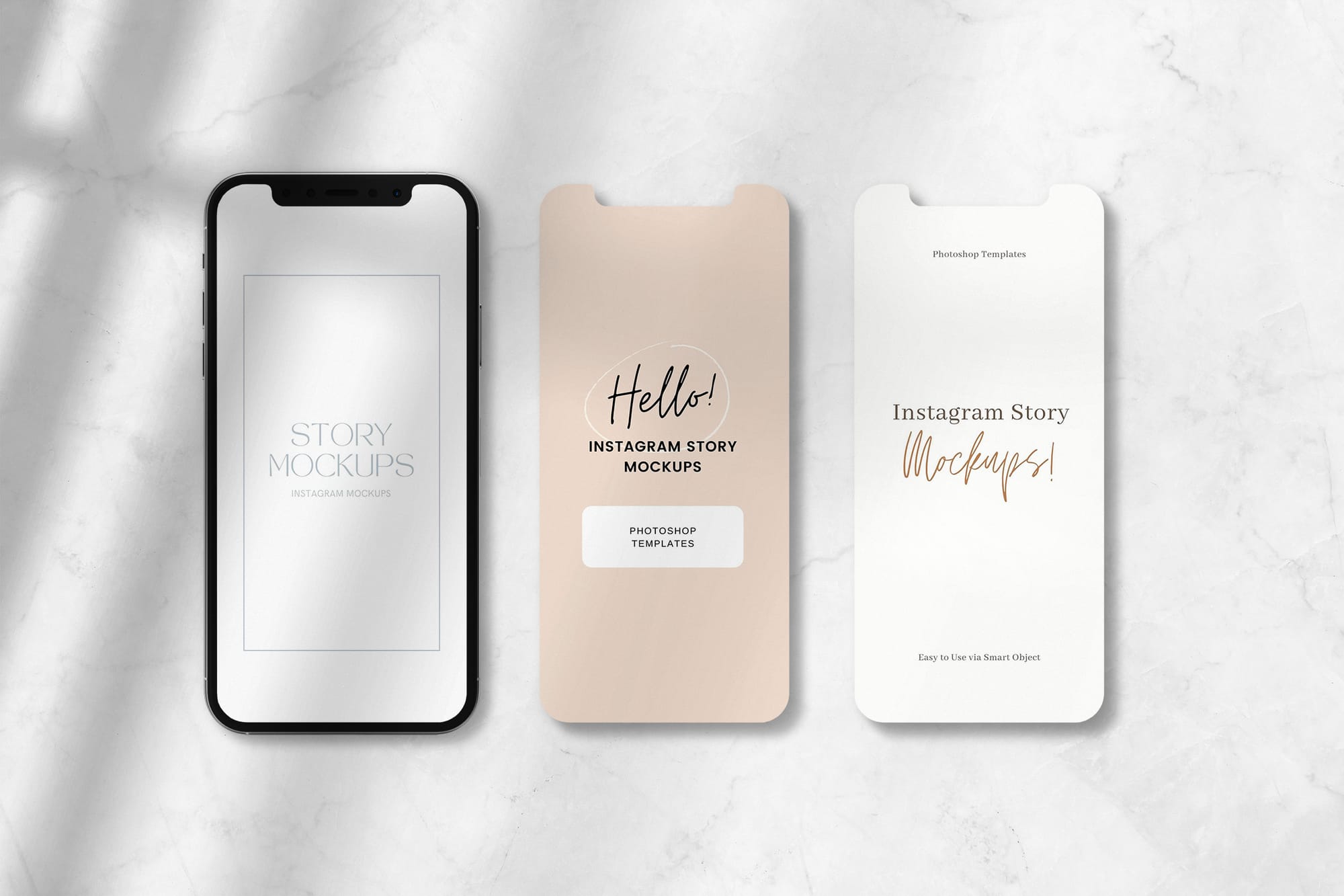Lined Up Smartphone Screen Instagram Story Mockup