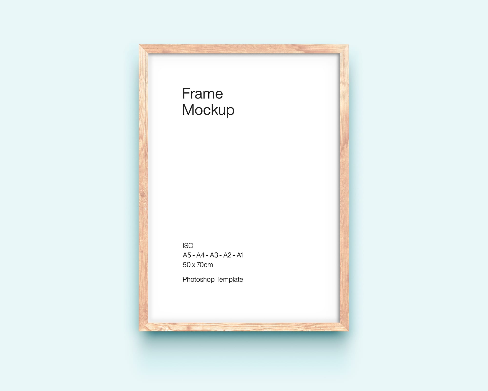 Wooden Texture ISO Frame Mockup with Light Blue Color