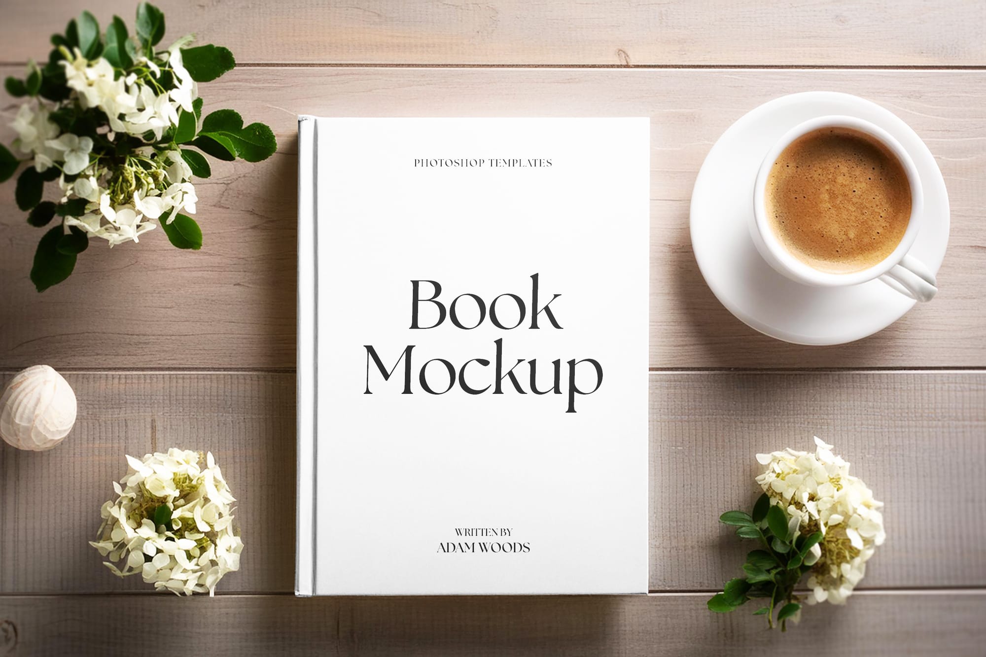 Book Mockup on Wooden Desk