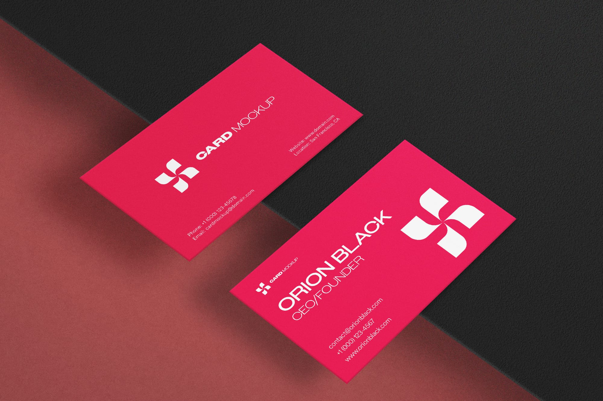Red Rose Business Card Mockup