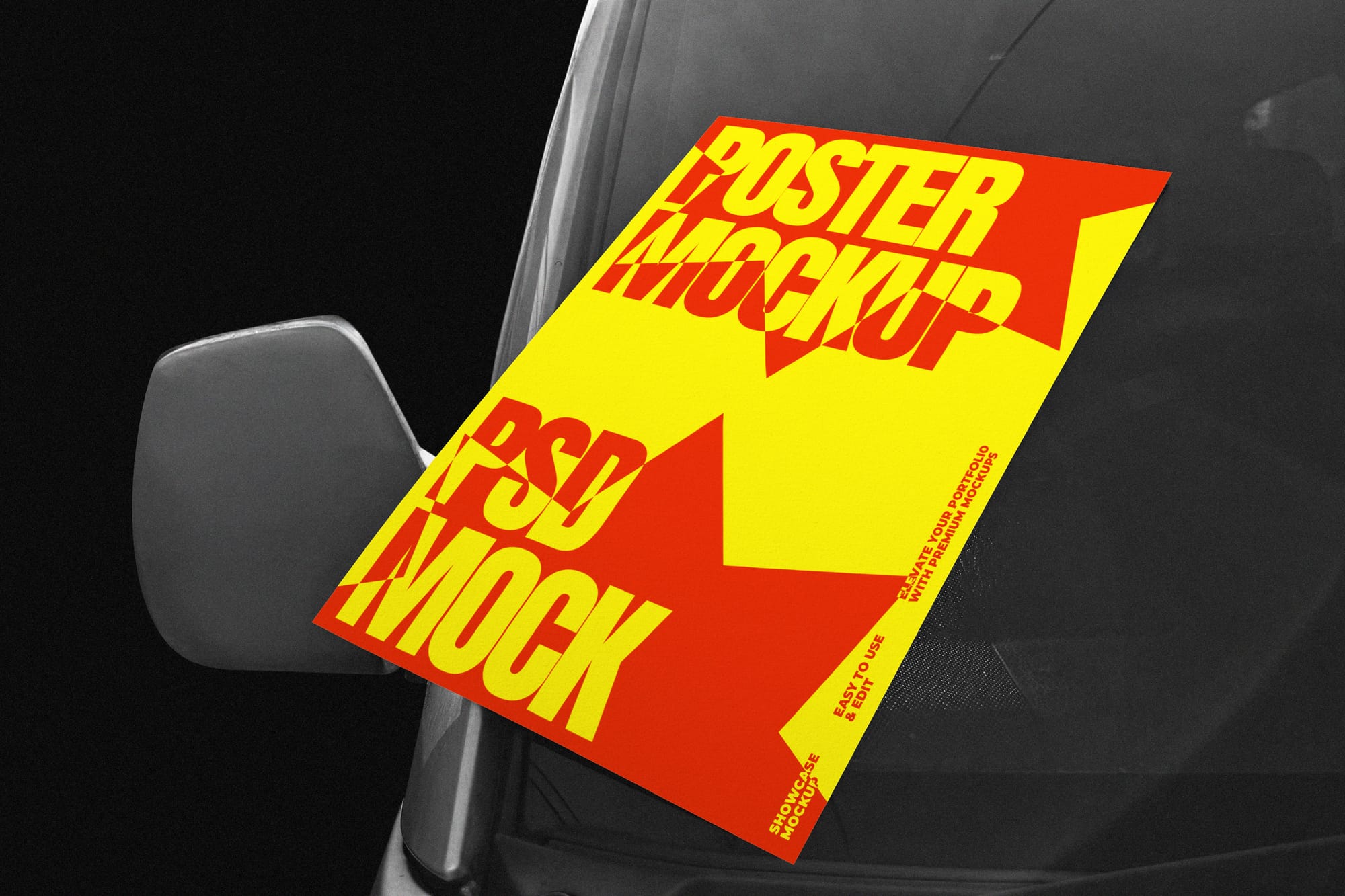 Poster Mockup On Car