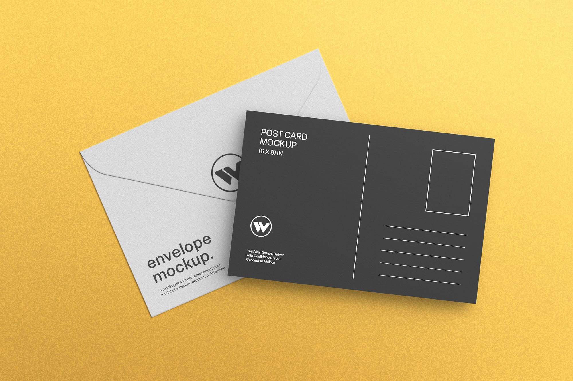 Envelope and Postcard Set Mockup