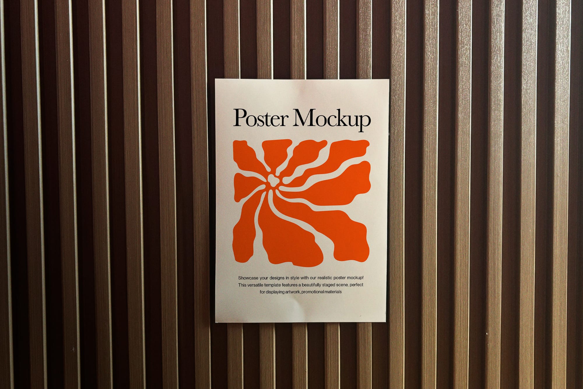 Indoor Poster Mockup with Warm Wooden Texture