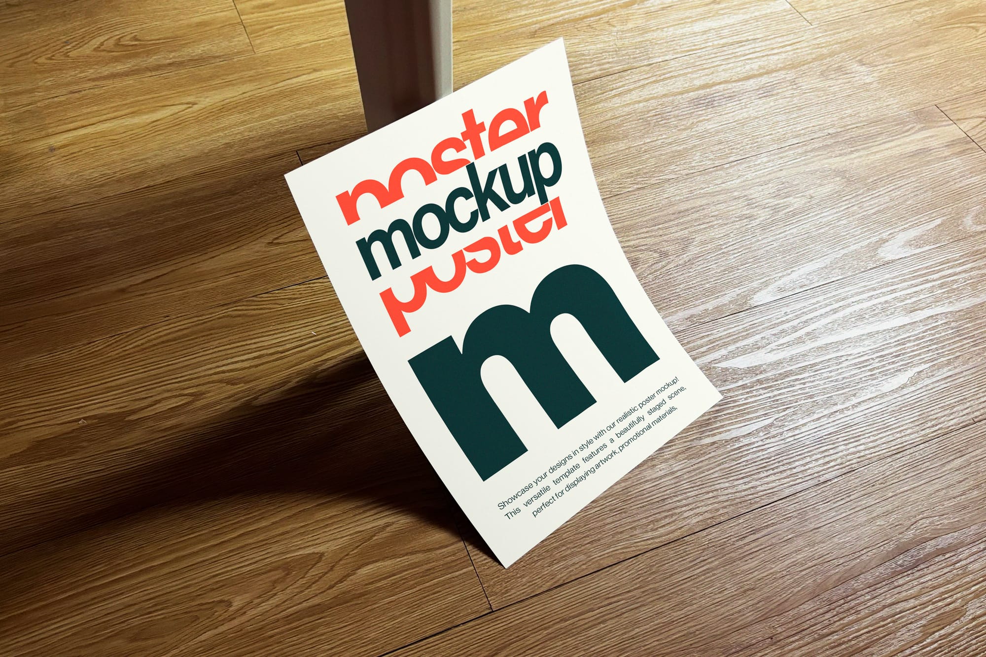 Poster Mockup on Wooden Floor
