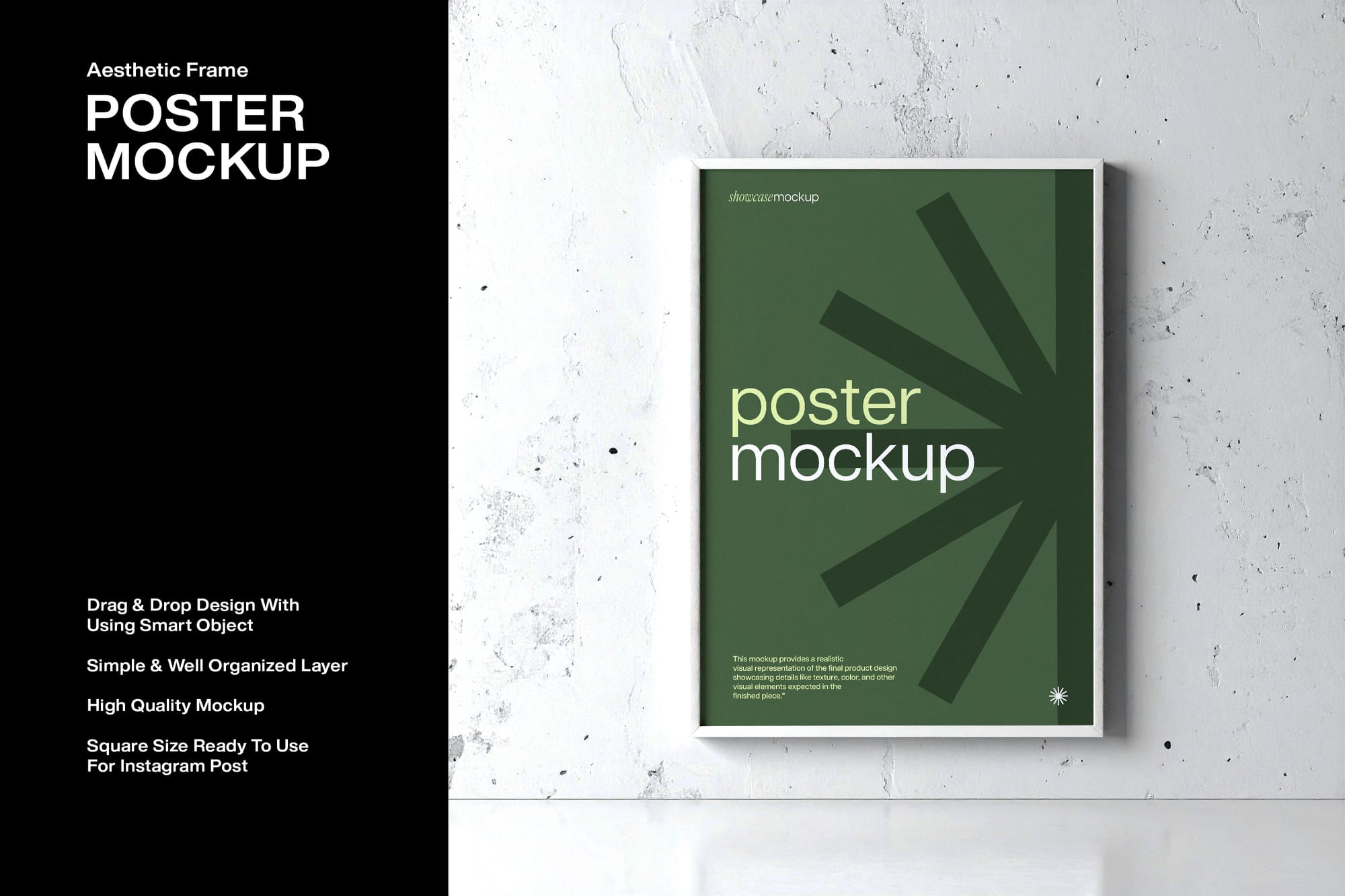 Aesthetic White Frame Poster Mockup