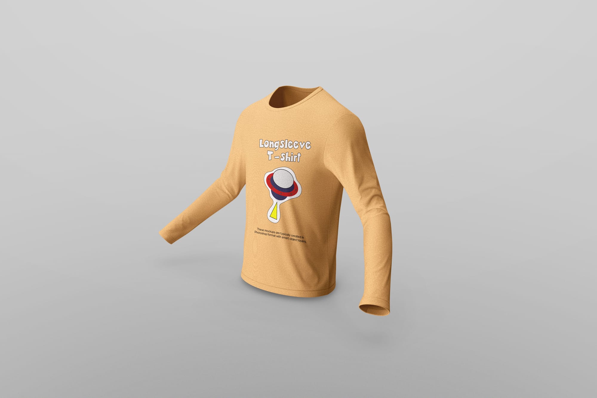 Beige Long Sleeve T-Shirt Mockup