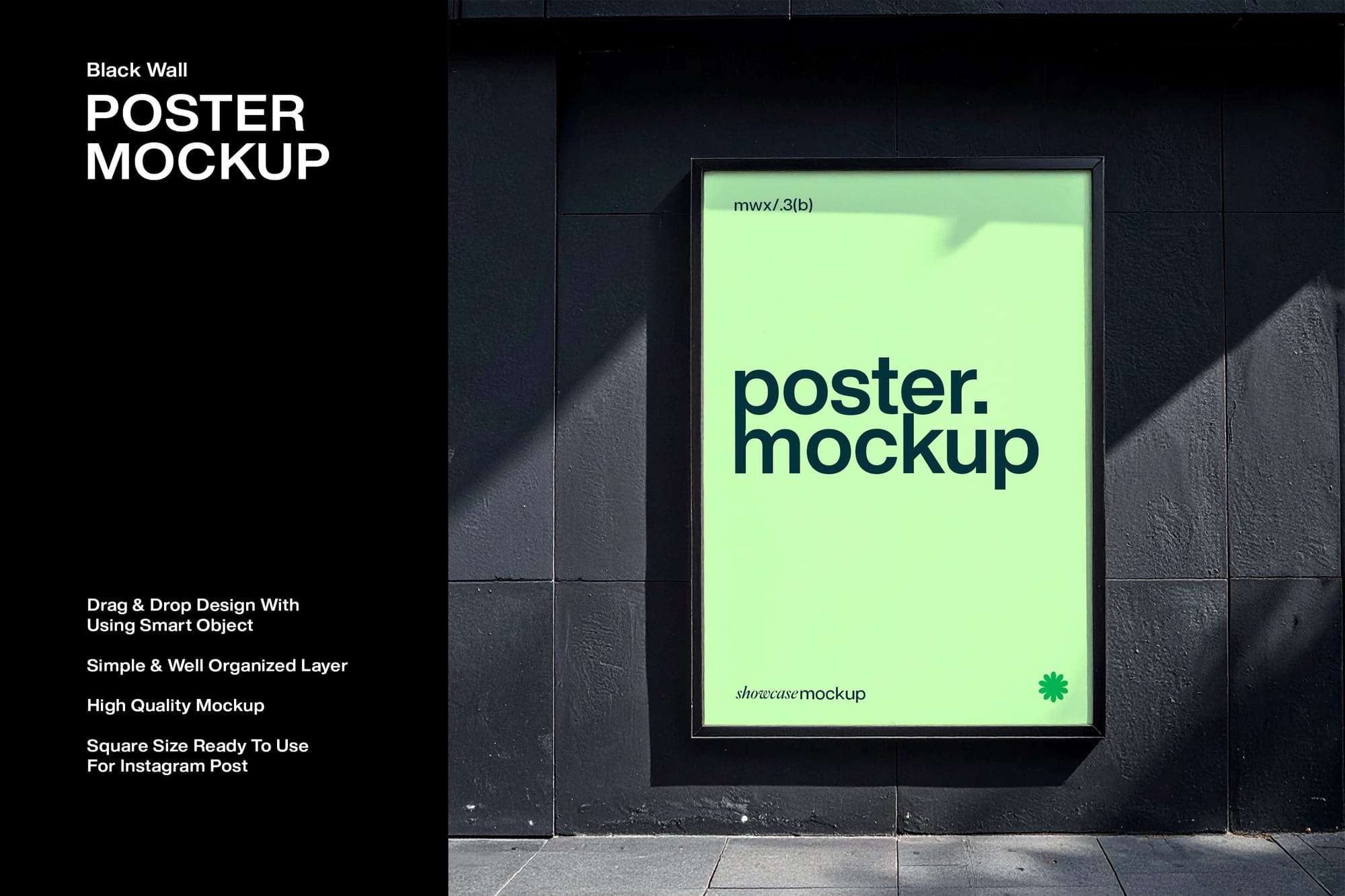 Black Wall Poster Mockup