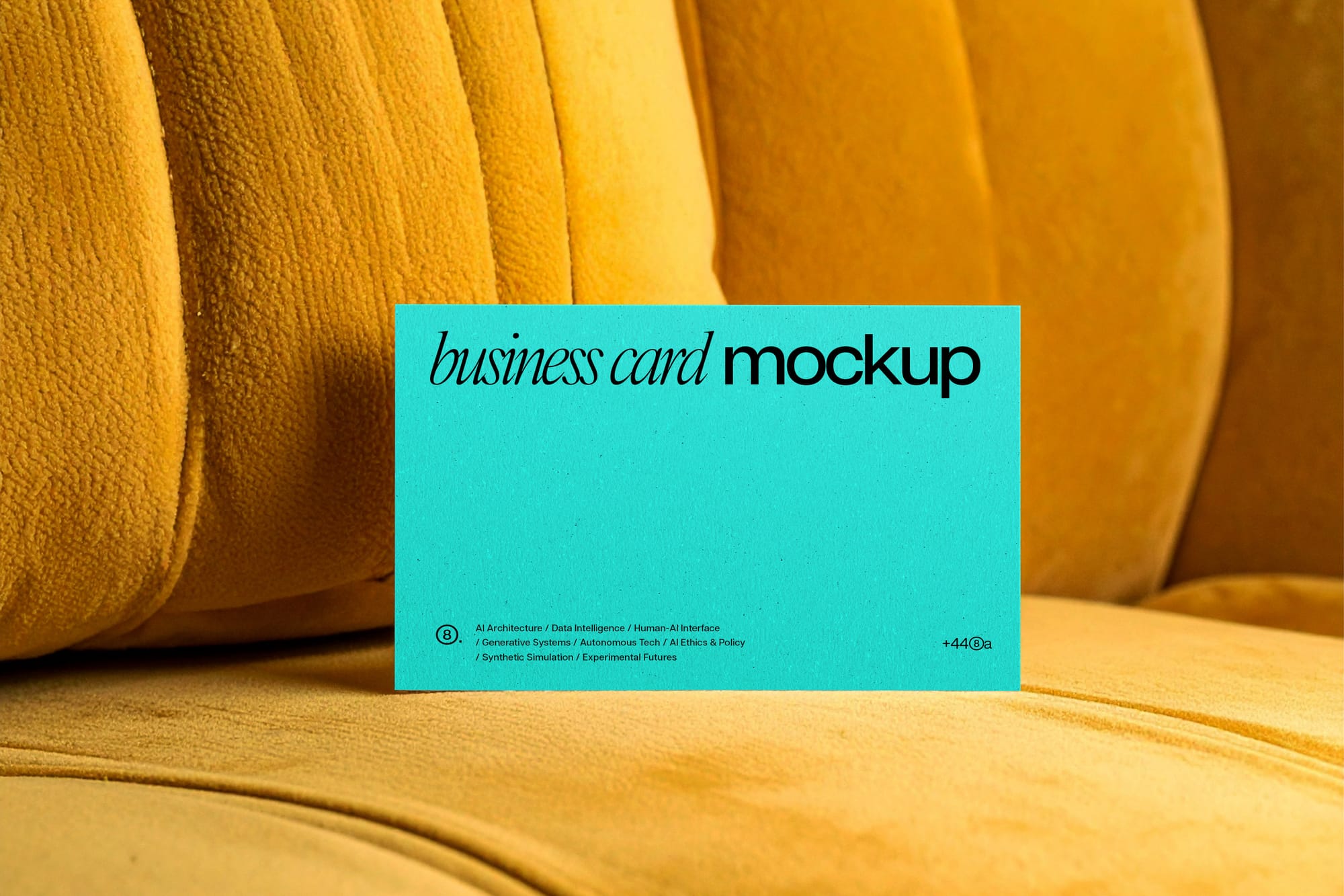 Business Card Mockup on Yellow Sofa