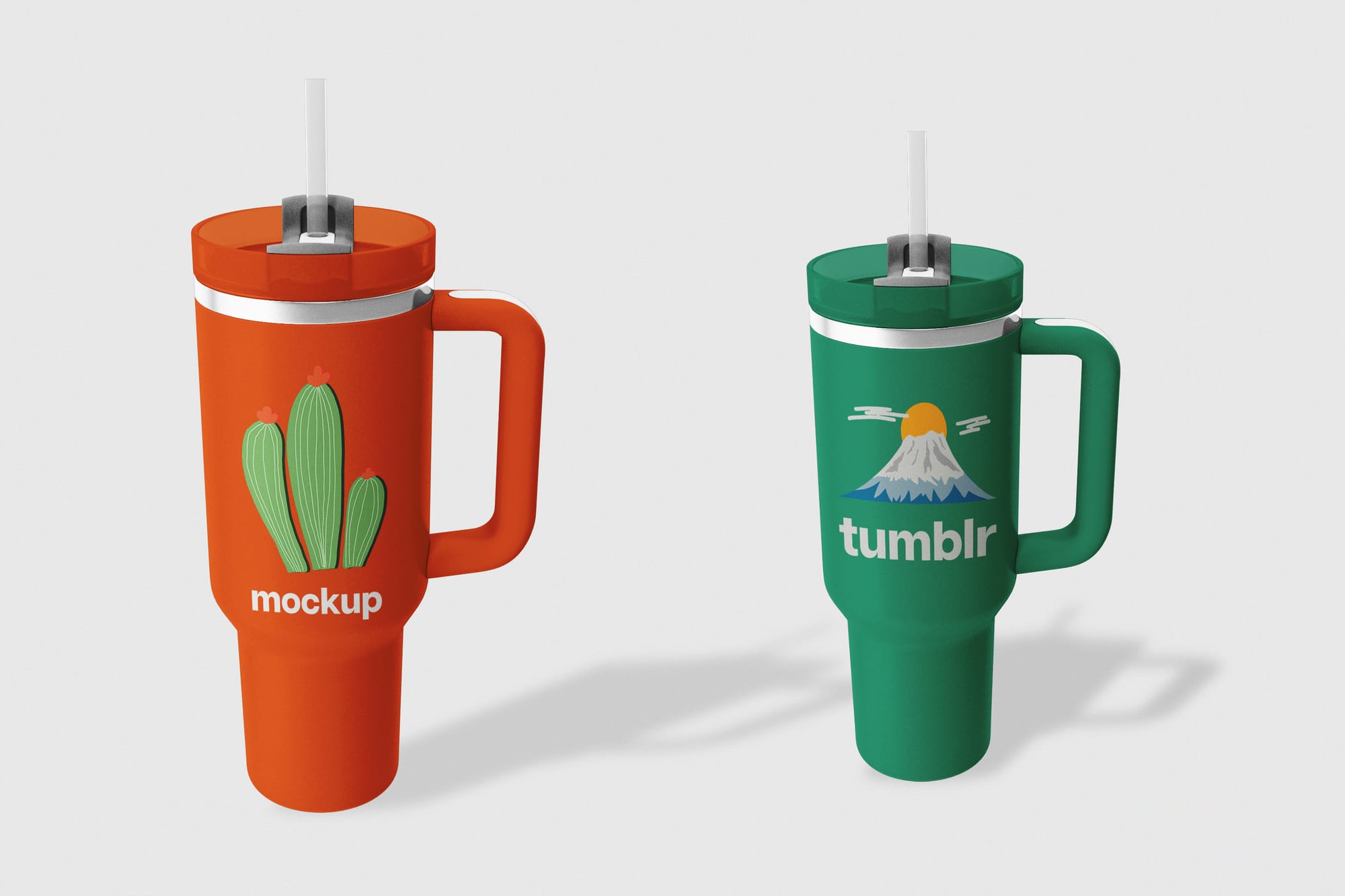 Colorful Plastic Tumbler Mockup Set