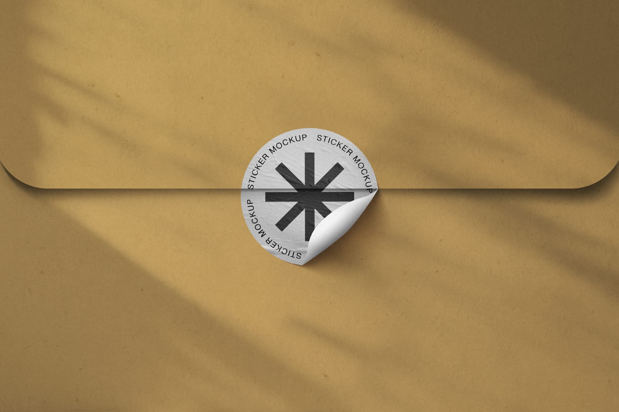 Glued Sticker Mockup With Envelope Background