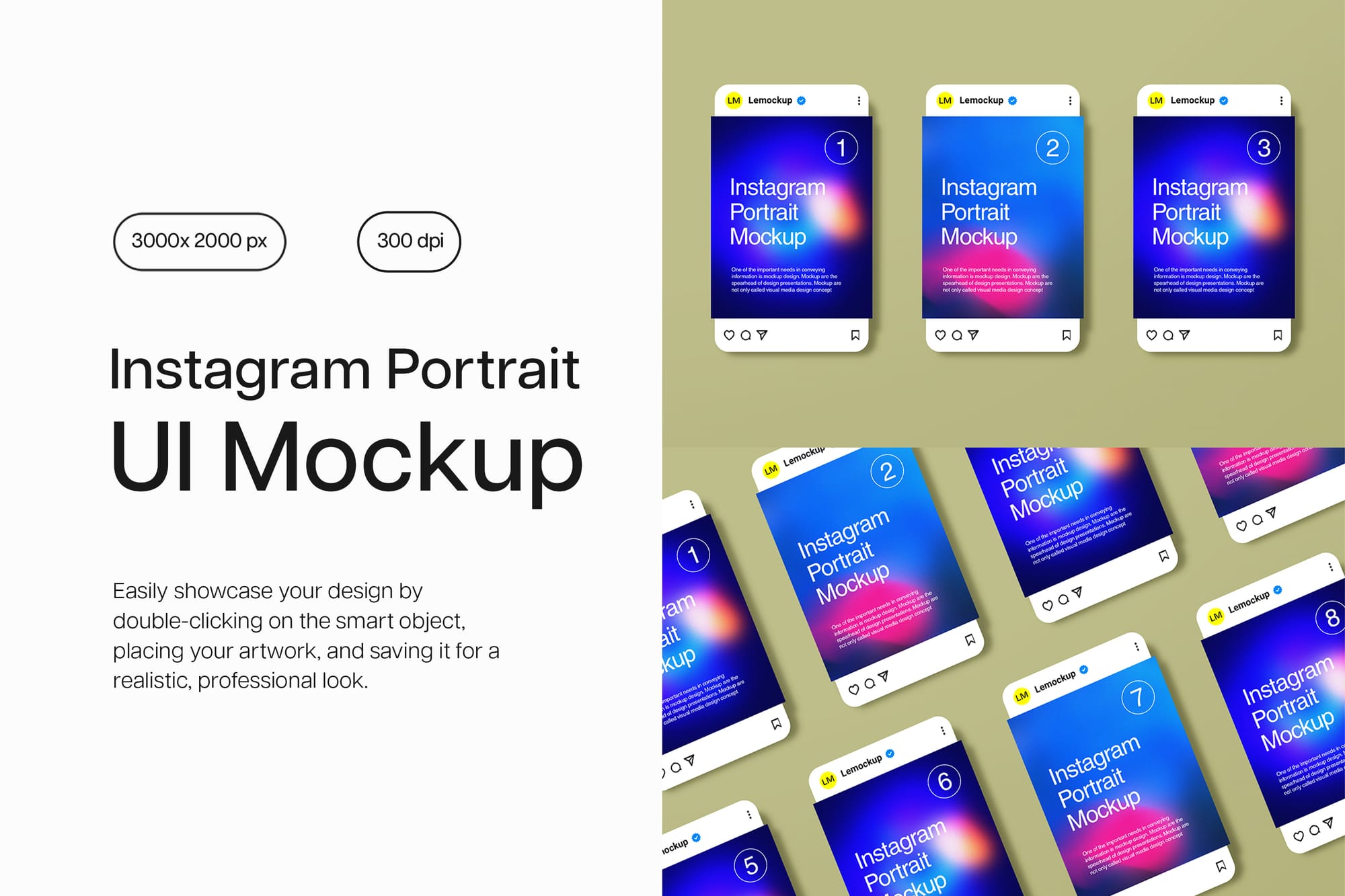 Gradient Instagram Portrait UI Mockup
