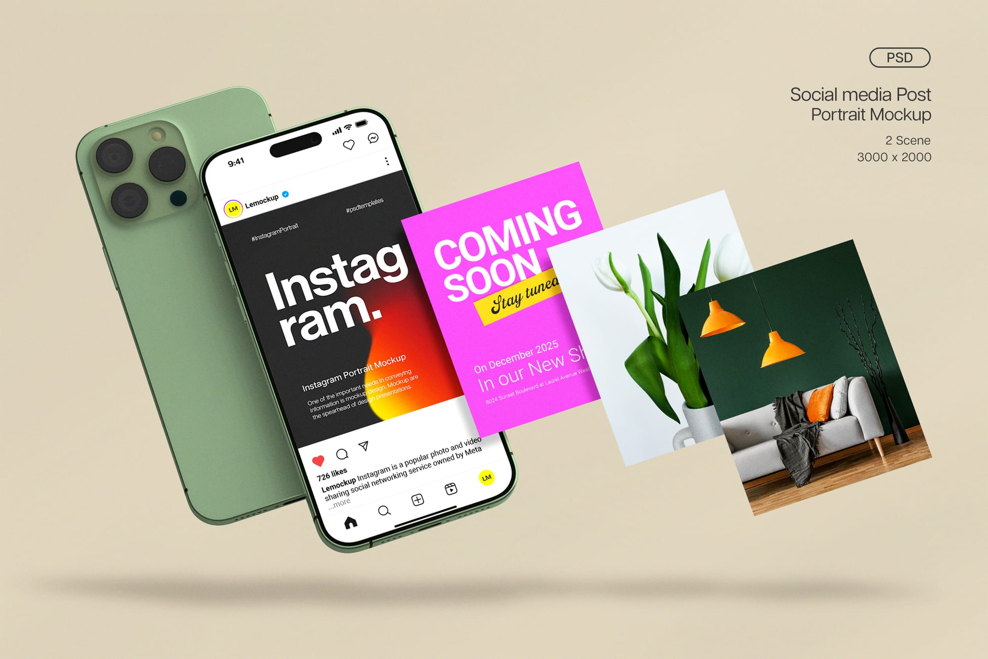 Creative Social Media Post Portrait Mockup