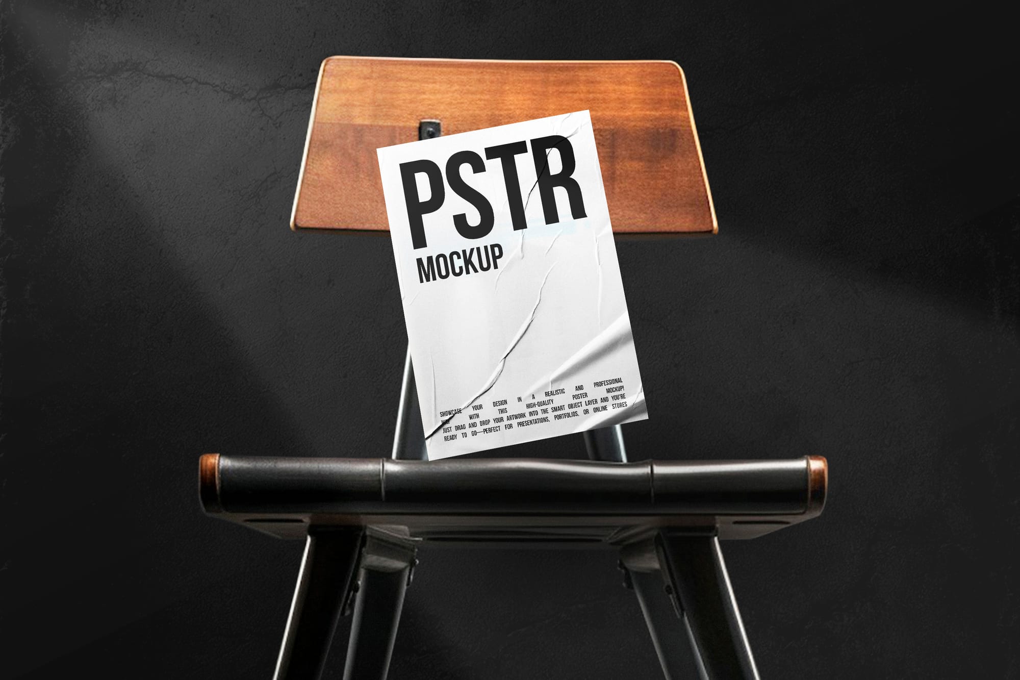 Crumpled Poster Mockup on Chair