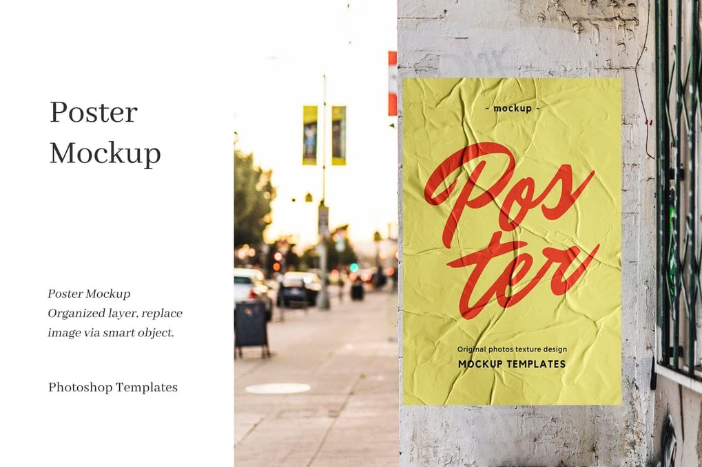 Glued Poster Mockup on Street