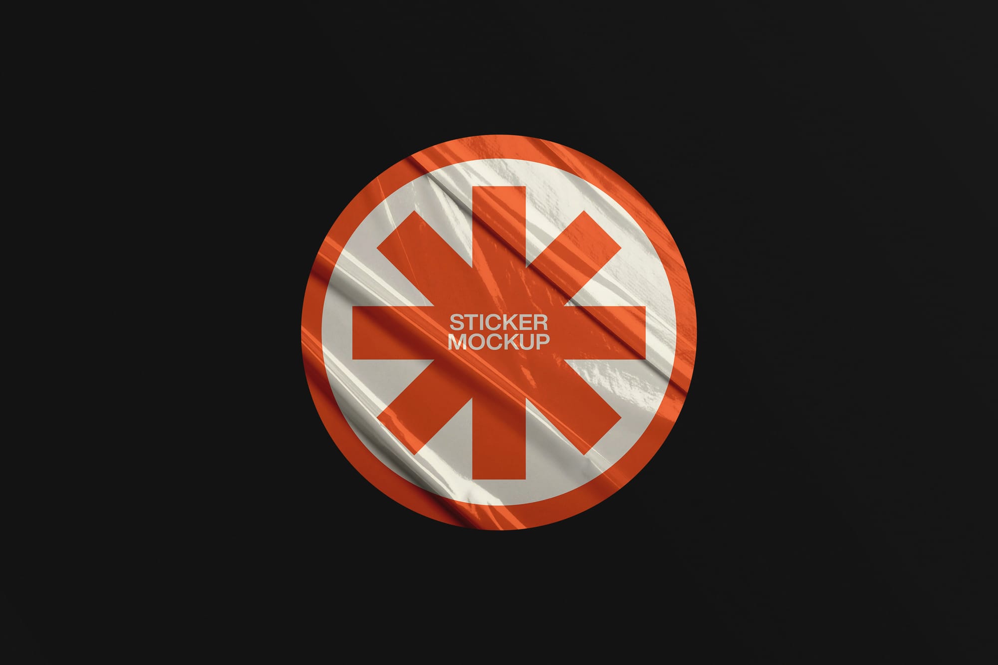 Realistic Glued Sticker Mockup on Dark Background