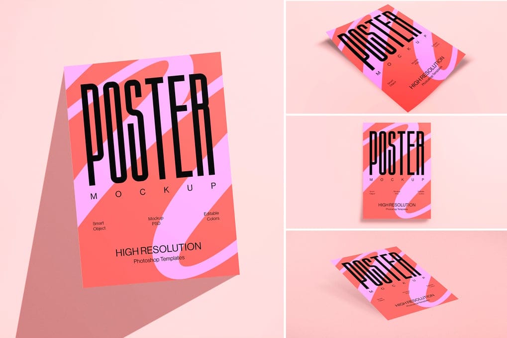 Poster Mockup On Pink Background