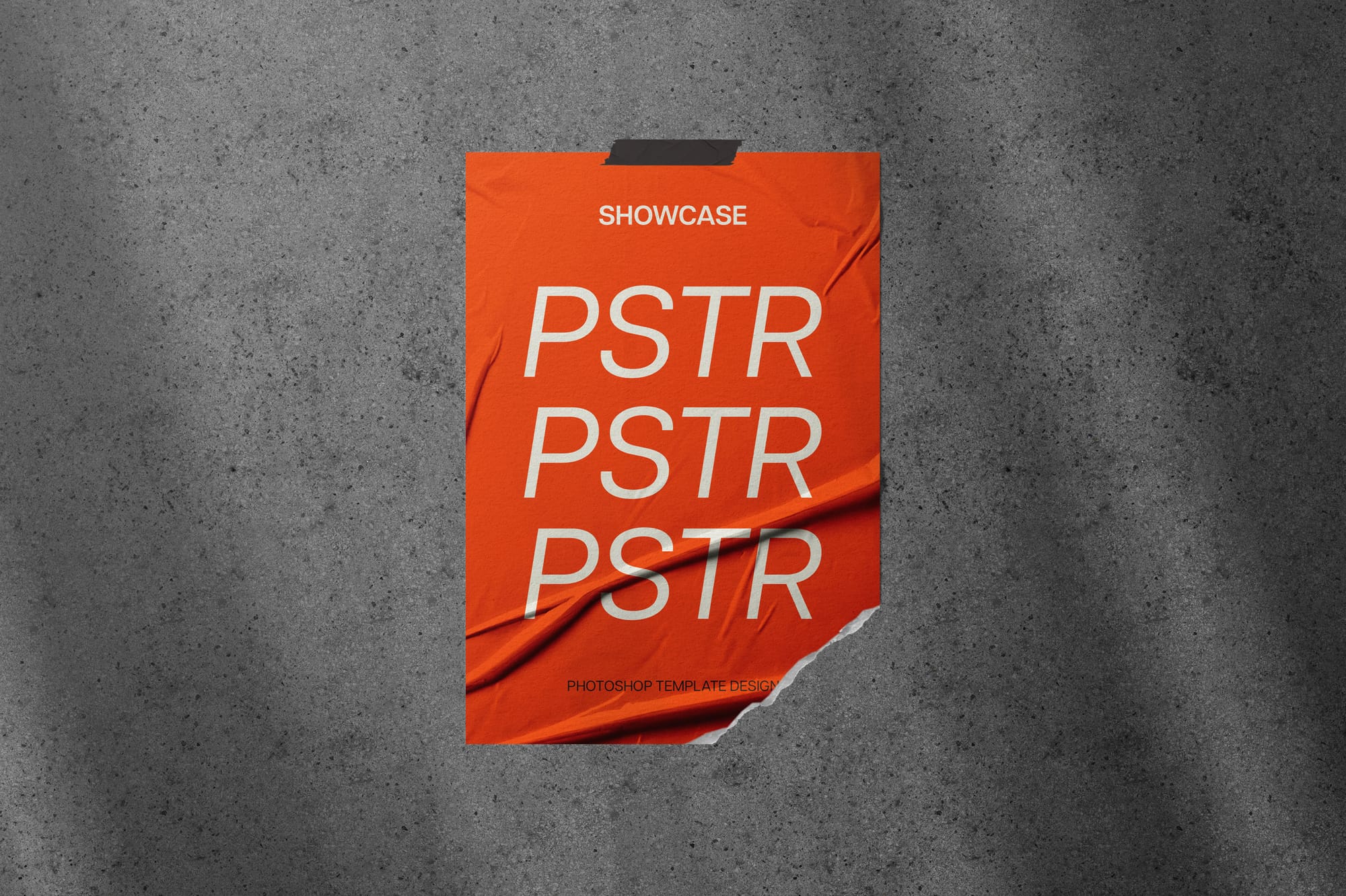Ripped Glued Poster Mockup with Tape