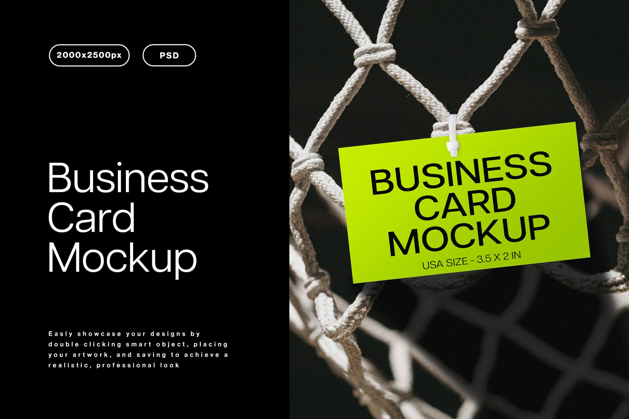 Modern Net Hanging Business Card Mockup