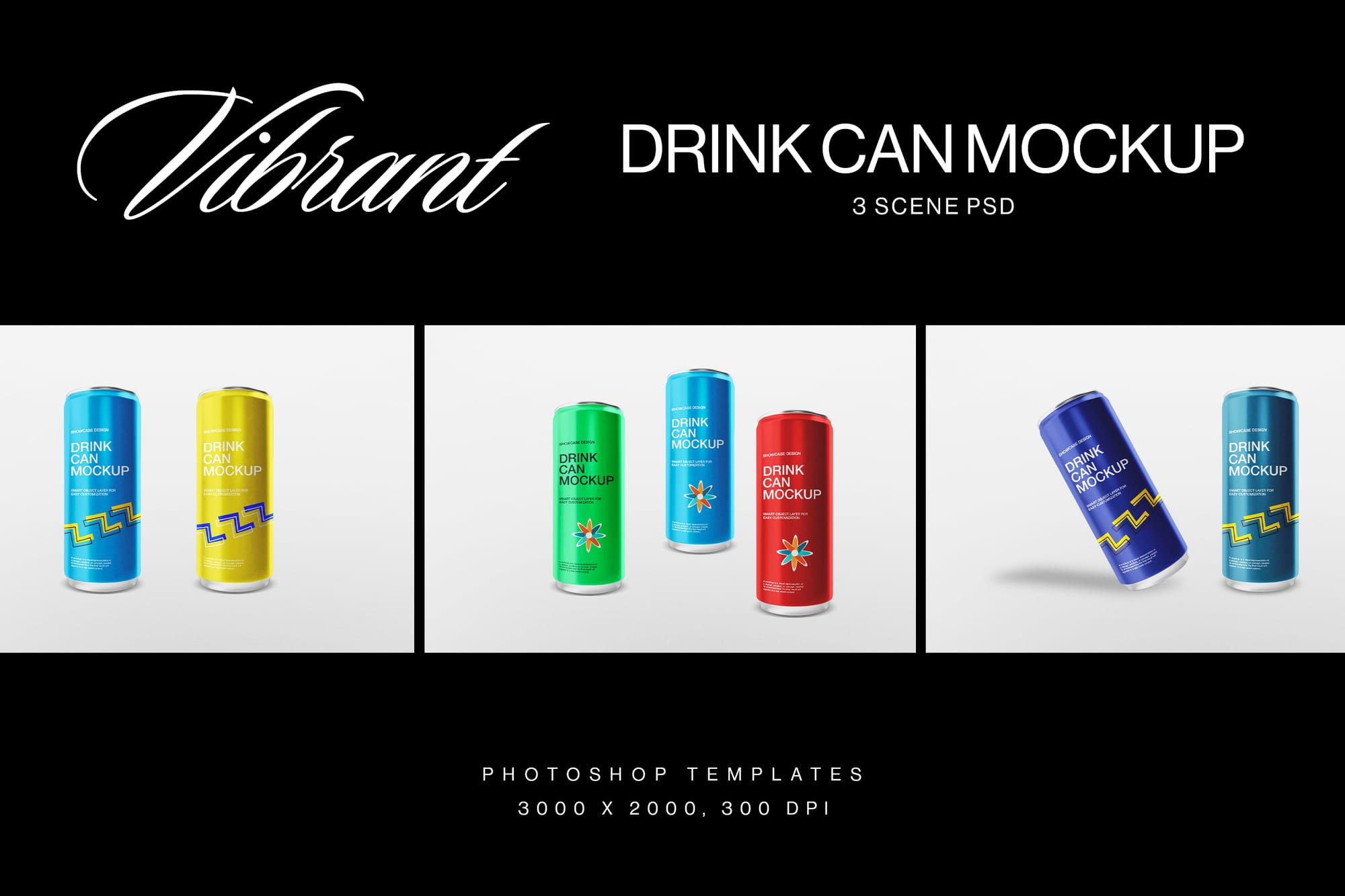 Vibrant Drink Can Mockups