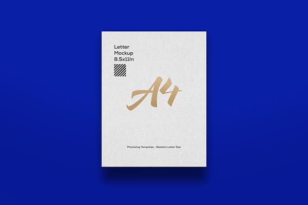 A4 Letter Paper Mockup with Blue Background