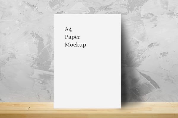 A4 Paper Mockup Lean On Cement Textured Wall