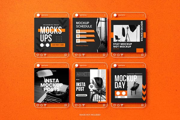 Arrangement of Orange Elegant Instagram Post Mockups